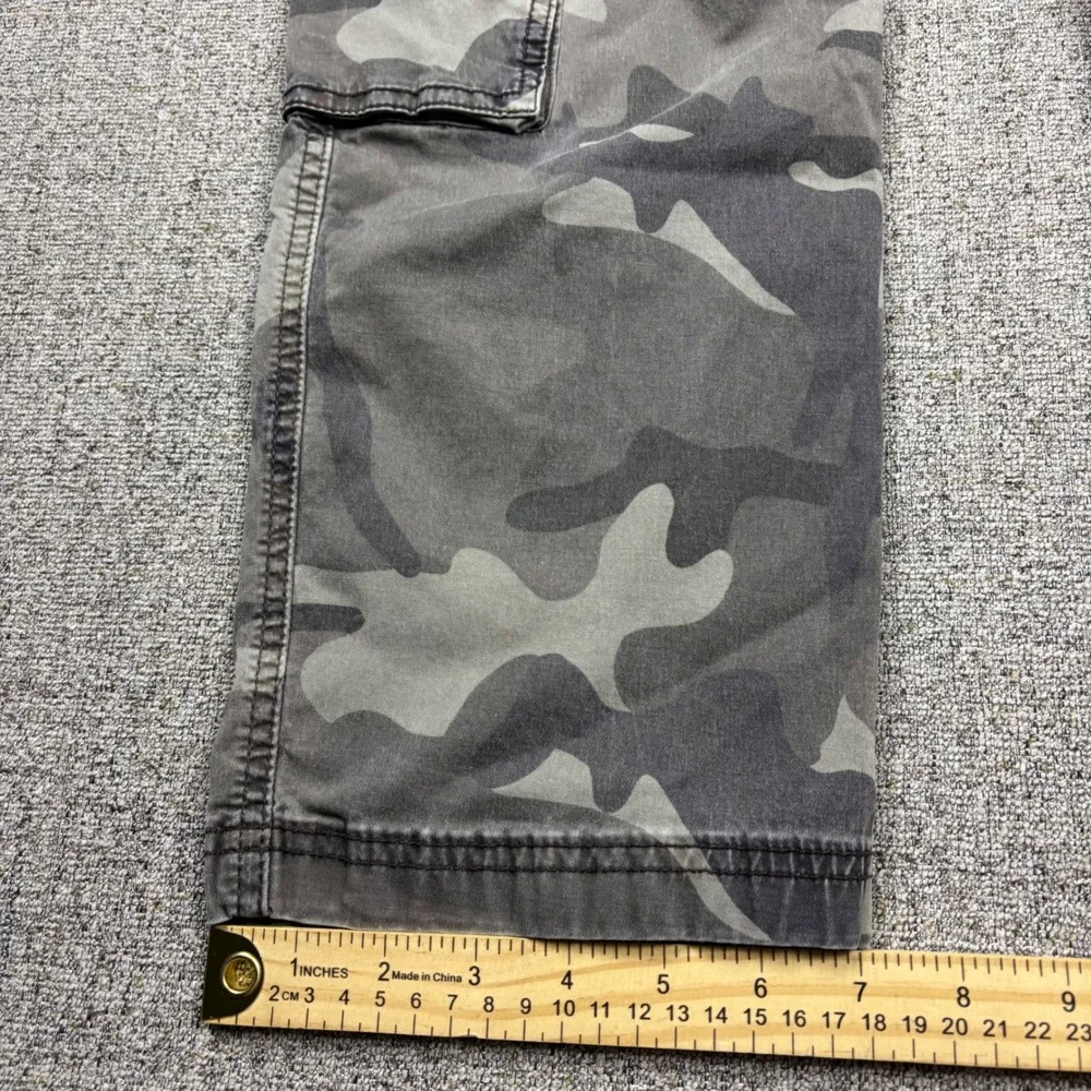 Hollister Cargo Pants Mens XL Slim Straight Grey Camouflage Epic Flex Drawstring